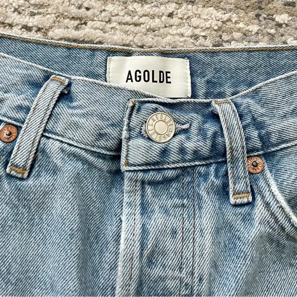 AGOLDE Dame High Waist Mid Length Relaxed Baggy Denim Shorts Size 25 - Picture 4 of 10